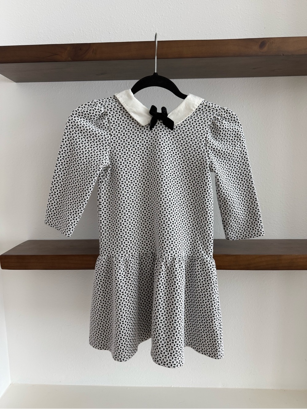 Janie and Jack Black and White Dot Dress with Peter Pan Collar